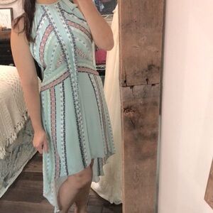 BCBGMAXAZRIA Ginevia green maxi dress high low size small boho